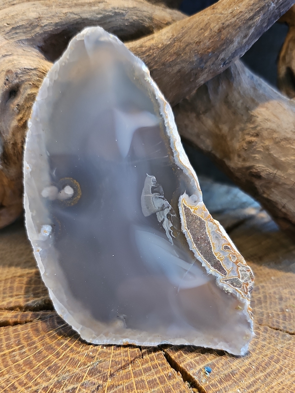 Polished Grey Agate Display Slice
